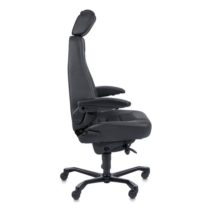 KAB Controller 24/7 office chair, half leather half cloth, side view (KAB Seating photograph)
