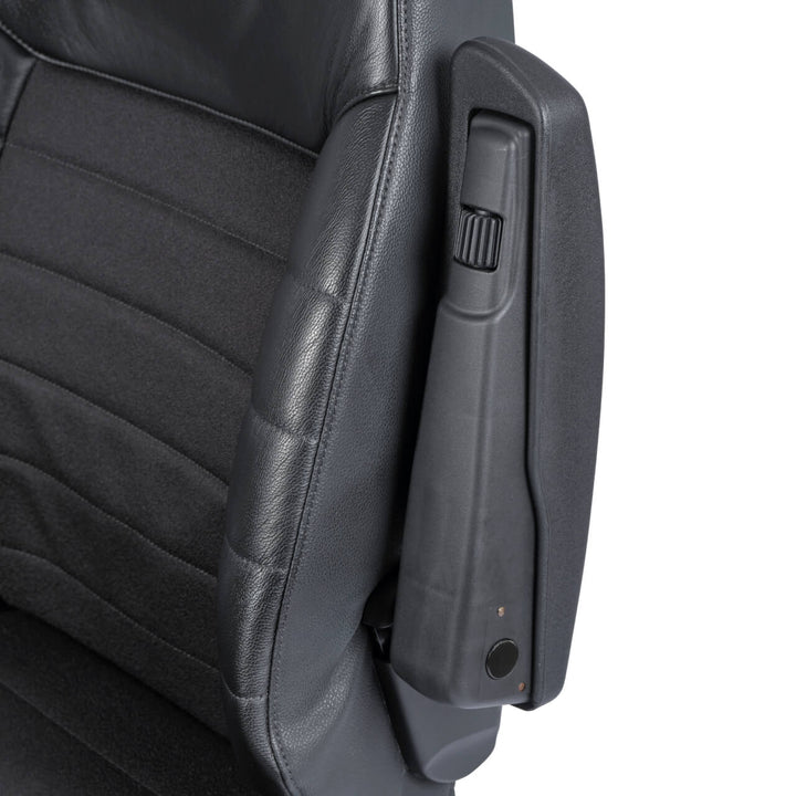 KAB Executive 24/7 office chair, half leather half cloth, tilt-adjustable armrest and side control (KAB Seating photograph)