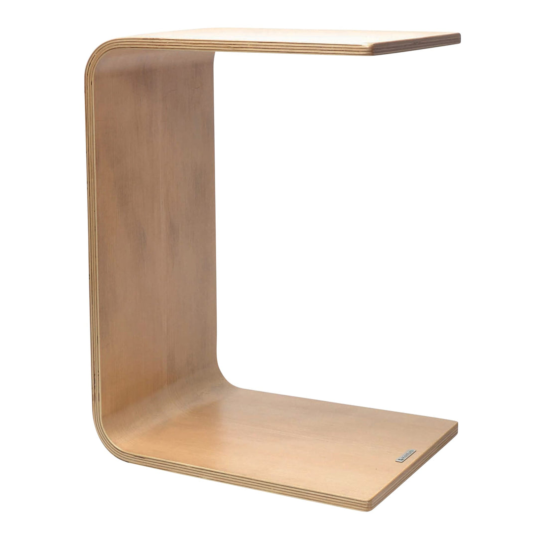 Konfurb Link side table in Natural plywood, upright as a side table, angle view