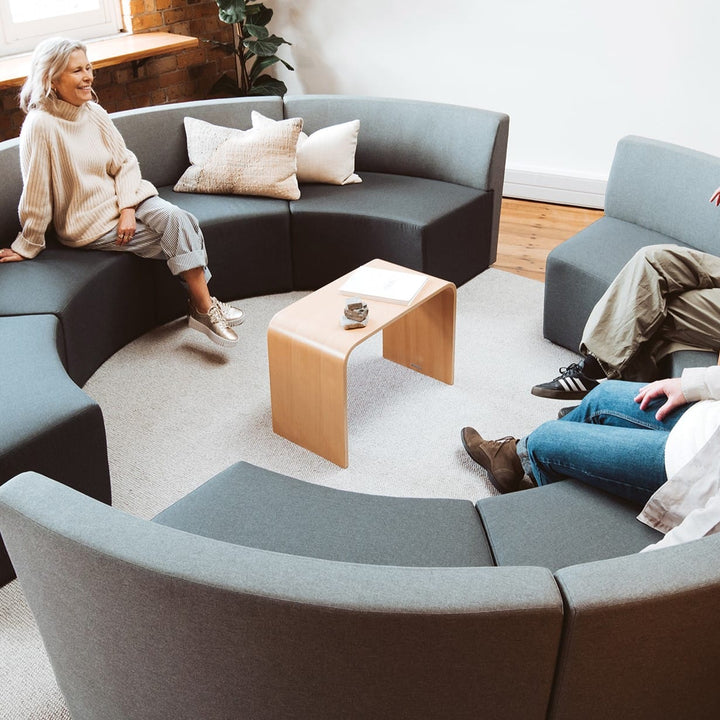 Konfurb Link table in Natural as a coffee table in a lounge setting