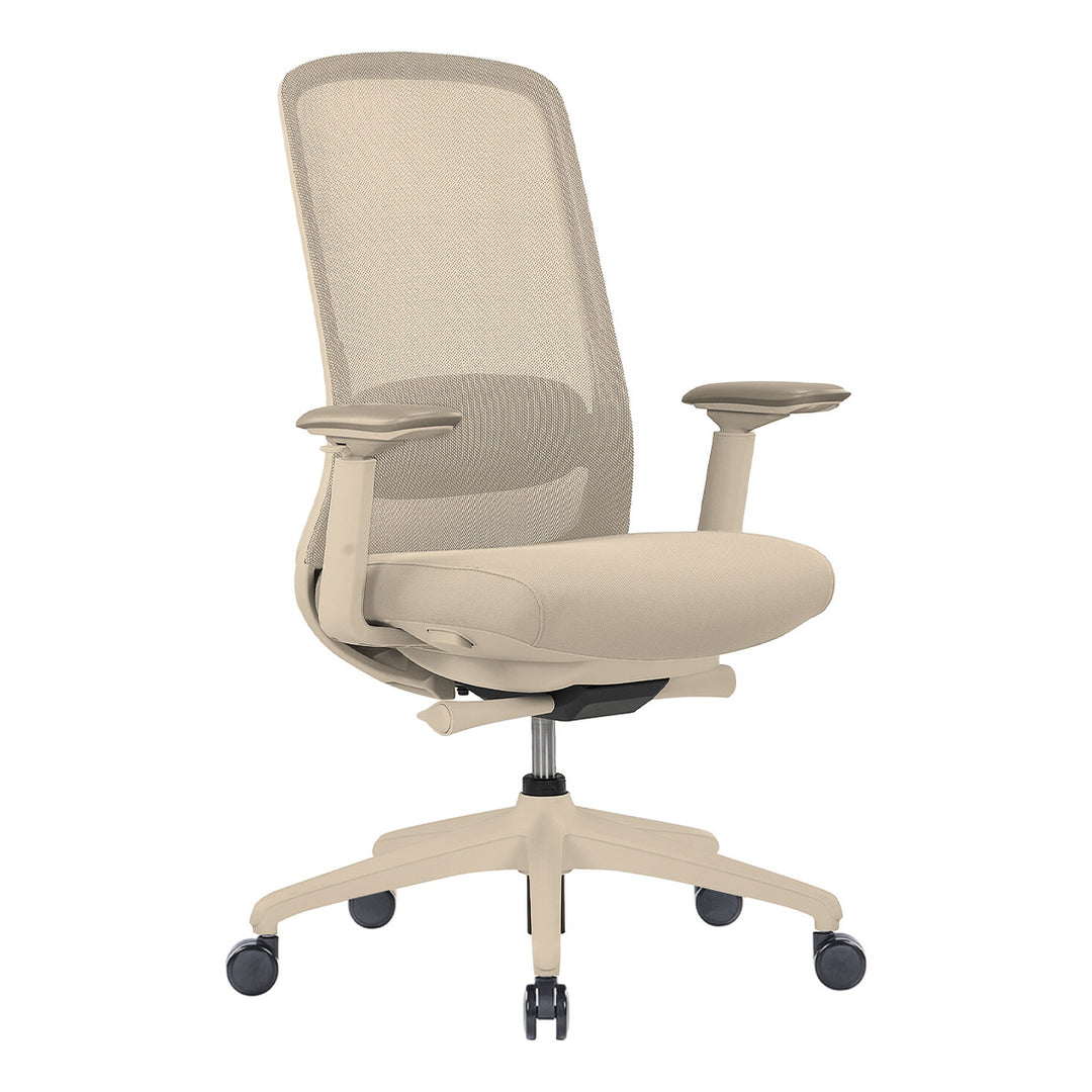 Kyoto ergonomic task chair in taupe, front three-quarter view - Chair Dinkum Australia