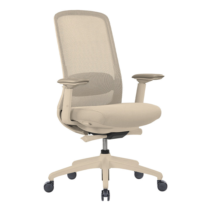 Kyoto ergonomic task chair in taupe, front three-quarter view - Chair Dinkum Australia