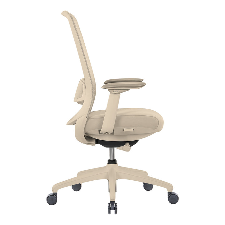 Kyoto ergonomic task chair in taupe, side profile showing the reclined mesh back - Chair Dinkum Australia