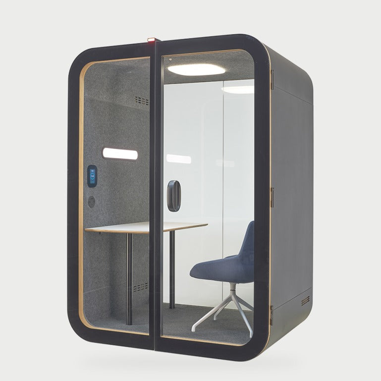 NUMO Focus one-person office work pod in black with desk and chair | Chair Dinkum Australia