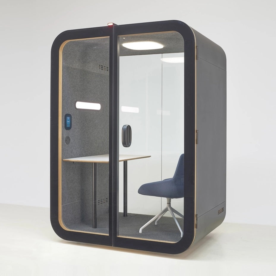 NUMO Focus office work pod in black, three-quarter view | Chair Dinkum Australia