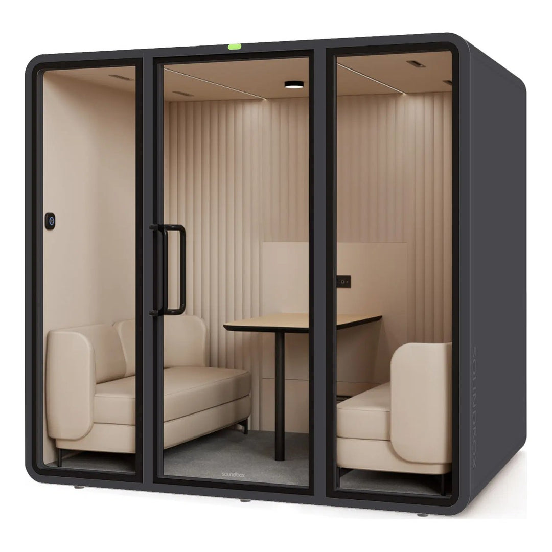 SoundBox VRT L meeting pod in Meteoric Black with a solid back (VRT+) - Chair Dinkum Australia