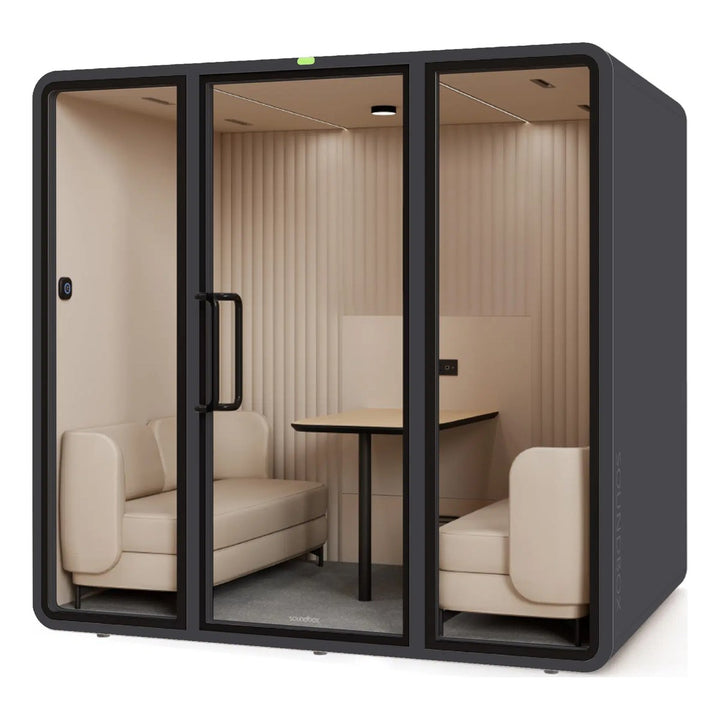 SoundBox VRT L meeting pod in Meteoric Black with a solid back (VRT+) - Chair Dinkum Australia