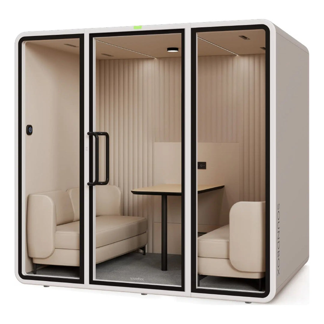 SoundBox VRT L meeting pod in Pale Grey with a solid back (VRT+) - Chair Dinkum Australia