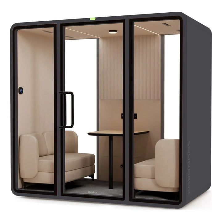 SoundBox VRT ML meeting pod in Meteoric Black with a glass back (VRT) - Chair Dinkum Australia