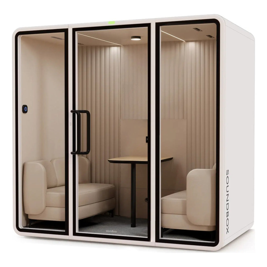 SoundBox VRT ML meeting pod in Pale Grey with a solid back (VRT+) - Chair Dinkum Australia