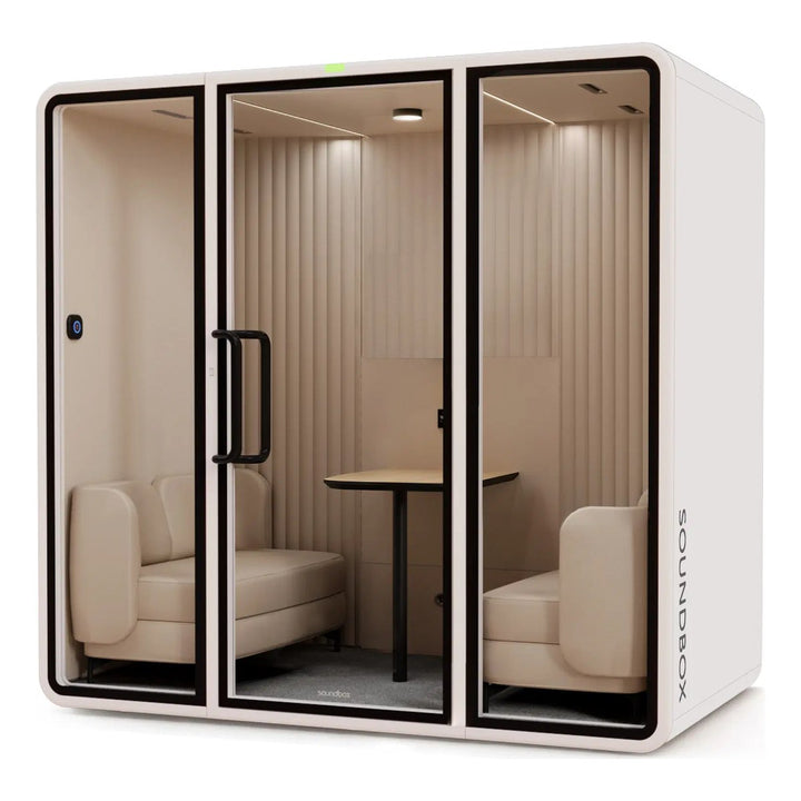 SoundBox VRT ML meeting pod in Pale Grey with a solid back (VRT+) - Chair Dinkum Australia