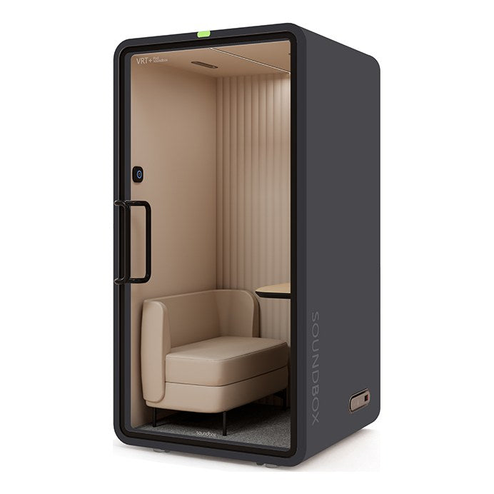 SoundBox VRT SM office pod in Meteoric Black with a solid back (VRT+) - Chair Dinkum Australia