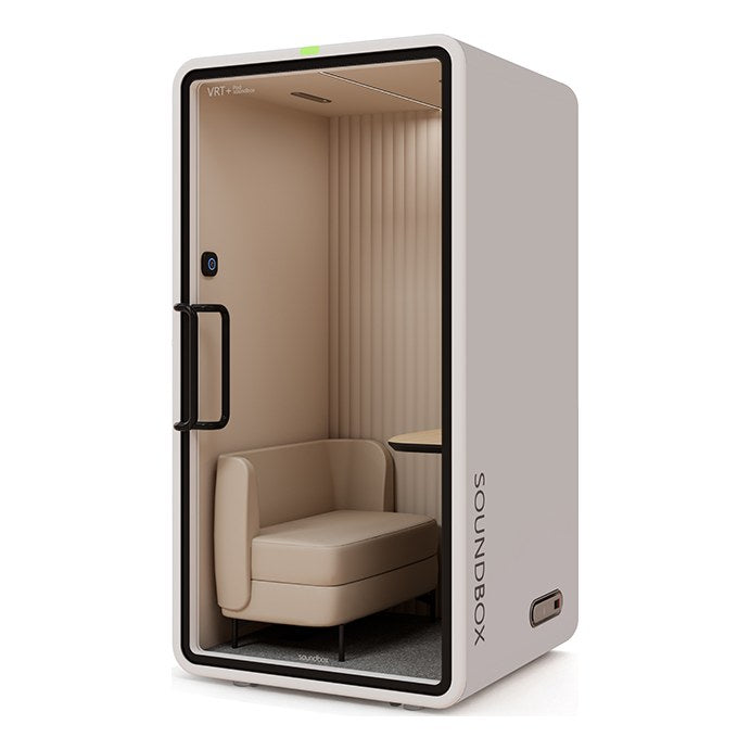 SoundBox VRT SM office pod in Pale Grey with a solid back (VRT+) - Chair Dinkum Australia
