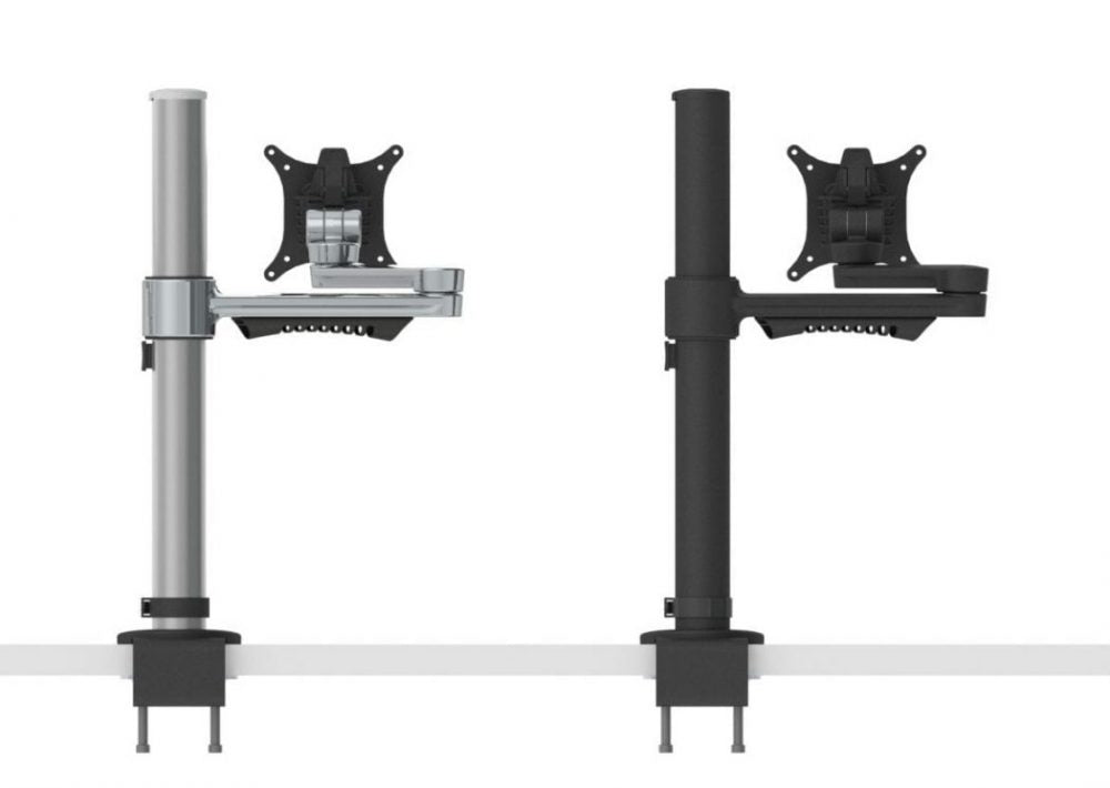 Thinking Works C.ME dual monitor arm on modern desk with ergonomic accessories - Chair Dinkum Australia
