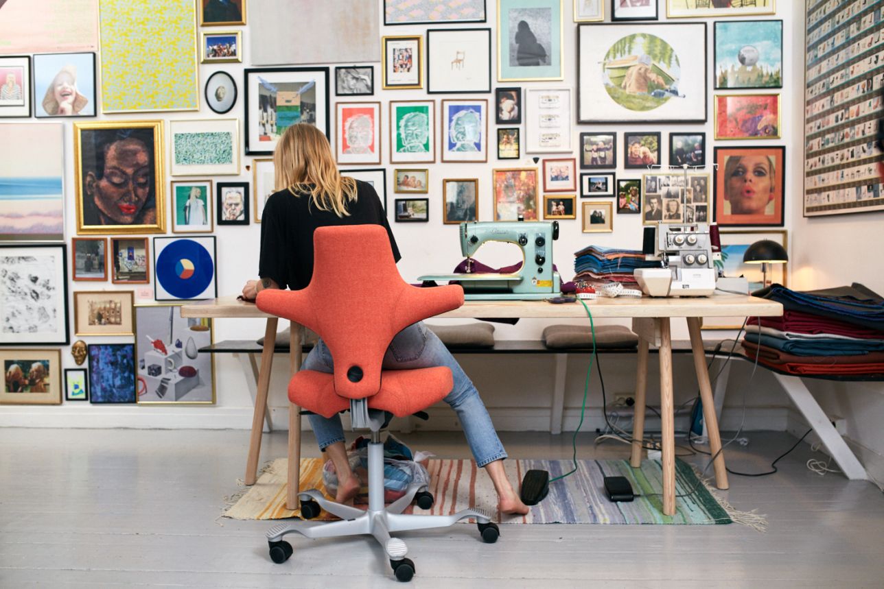 Designer workspace with HAG Capisco active sitting chair - Chair Dinkum Australia