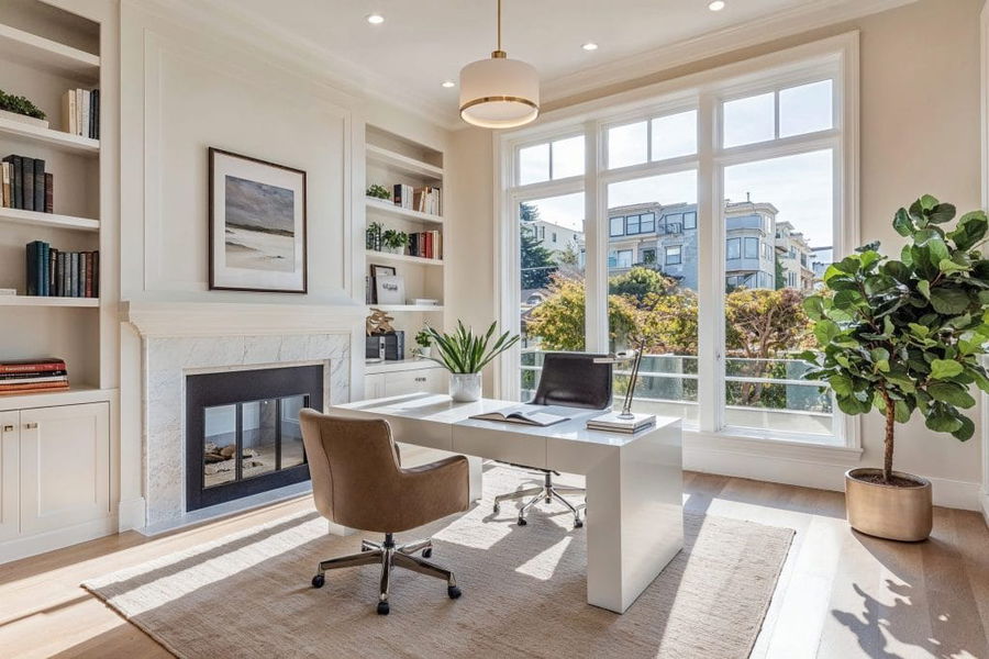 Styled home office with plants and natural materials - Chair Dinkum