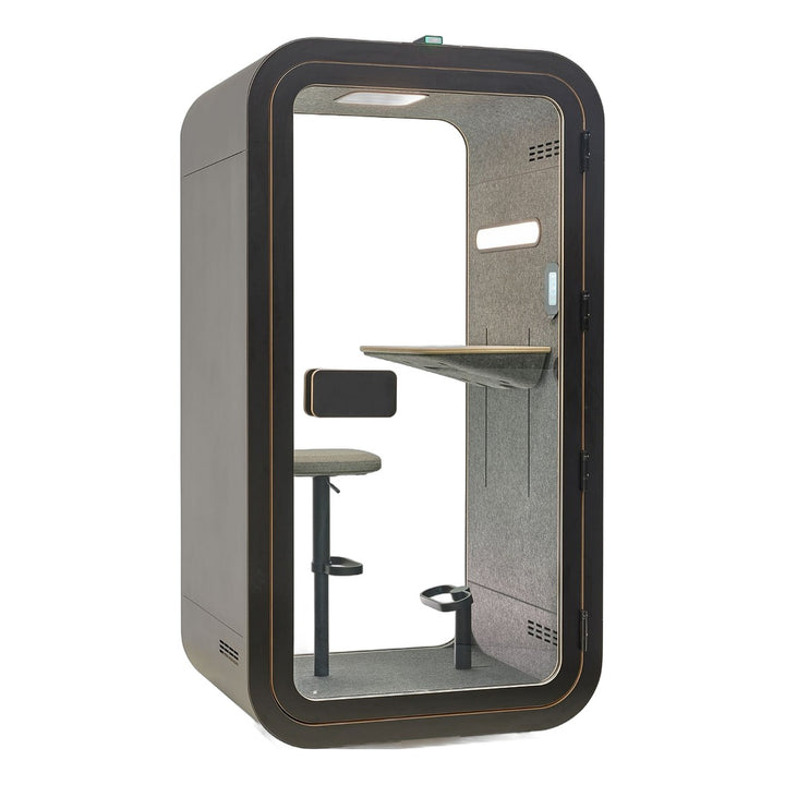 YADO 120 focus pod in black, three-quarter view - Chair Dinkum Australia