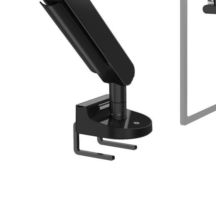 Zgonic ZG1-DS top-down desk clamp and Dial-Stop dial at the base of the post, black, detail