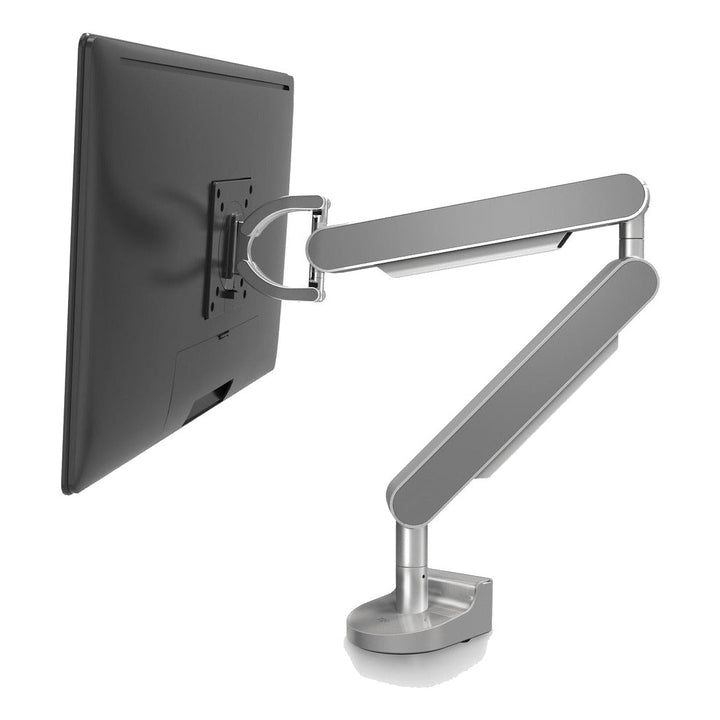 Zgonic ZG1 single monitor arm in silver holding a screen, side view, white background (previous-generation photograph; the Dial-Stop dial is not shown)